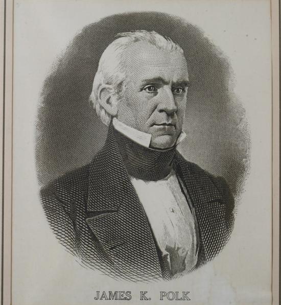 Appraisal: GROUP OF FOURTEEN FRAMED PRINTS DEPICTING POLK JACKSON PIERCE MADISON