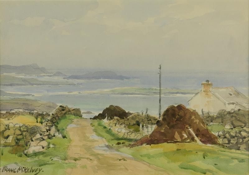 Appraisal: Frank McKelvey Watercolor Frank McKelvey Ireland - watercolor seascape titled