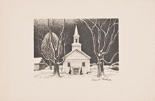 Appraisal: ERNEST FIENE - ASSOCIATED AMERICAN ARTISTS Colonial Church lithograph on