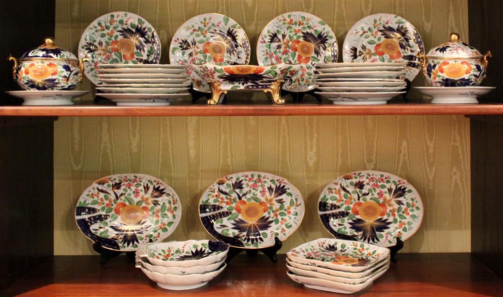 Appraisal: ENGLISH IMARI PORCELAIN PARTIAL DINNER SERVICE to include a pair