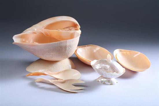 Appraisal: NINE-PIECE SHELL SALAD SERVICE th century Including six bowls serving