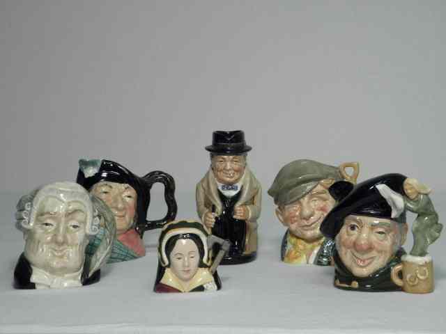 Appraisal: Lot of six miniature ceramic toby jugs Includes Royal Doulton