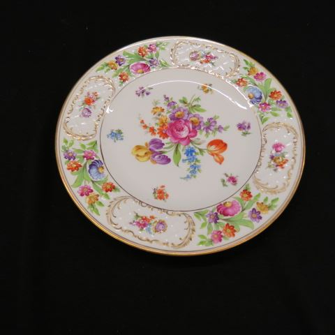 Appraisal: Schumann Empress Dresden Flowers Porcelain Pdinner size gold trim one