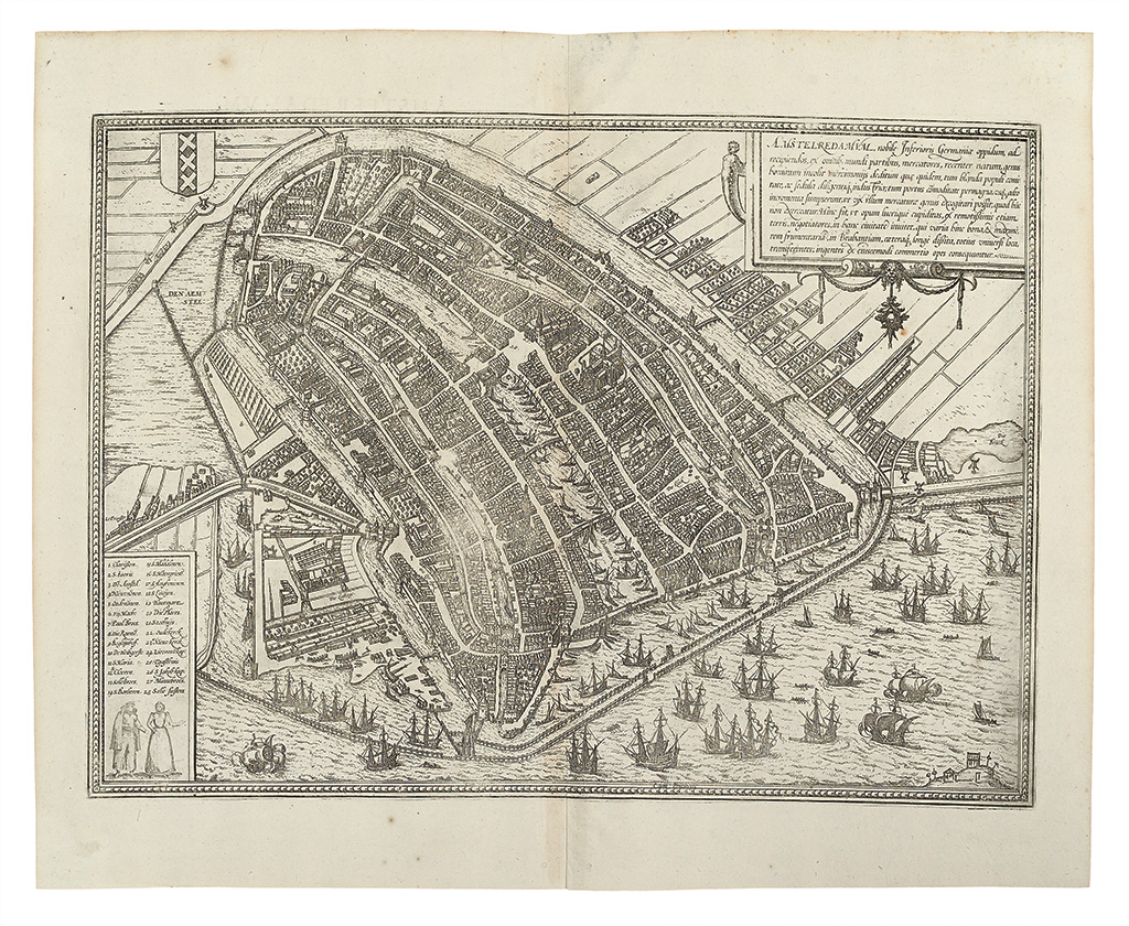 Appraisal: BRAUN GEORG and HOGENBERG FRANZ Amstelredamum Double-page engraved town plan