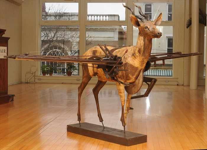 Appraisal: RON PIPPIN b ANTELOPE Mixed media sculpture x in