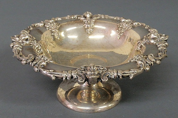 Appraisal: Sterling silver footed compote with a chased mask and floral