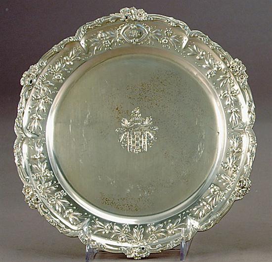 Appraisal: Set of Continental silver service plates circa finely floral and