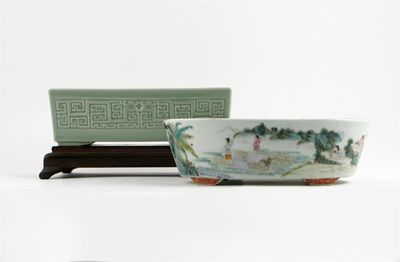 Appraisal: Two Chinese shallow jardini res one painted in the famille