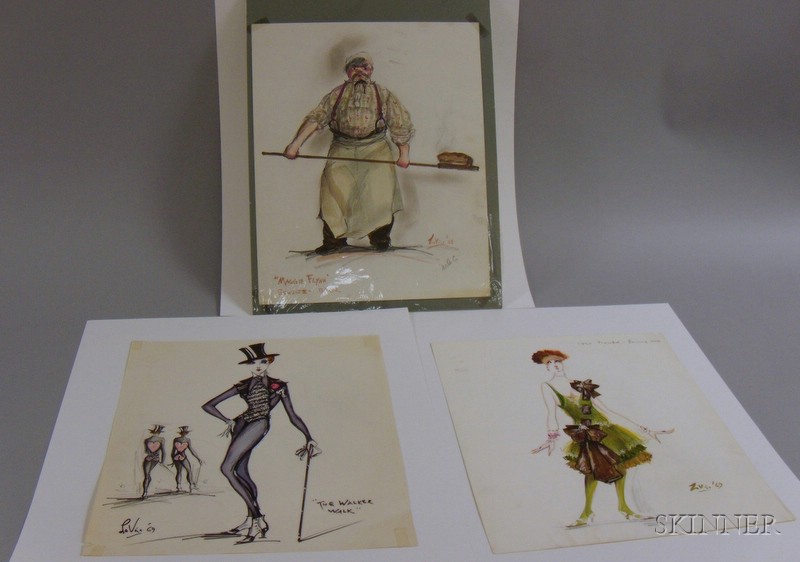 Appraisal: Fifteen Unframed Broadway Costume Designs s- s including six mixed