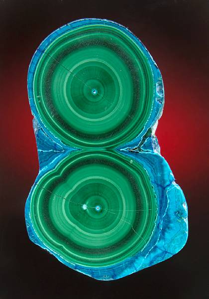 Appraisal: Malachite and Chrysocolla Congo A cross-section of a malachite and