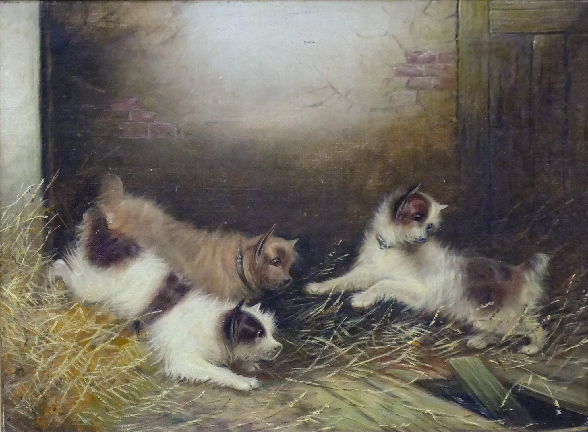 Appraisal: Attributed to Paul Jones England - Terriers Oil on Canvas