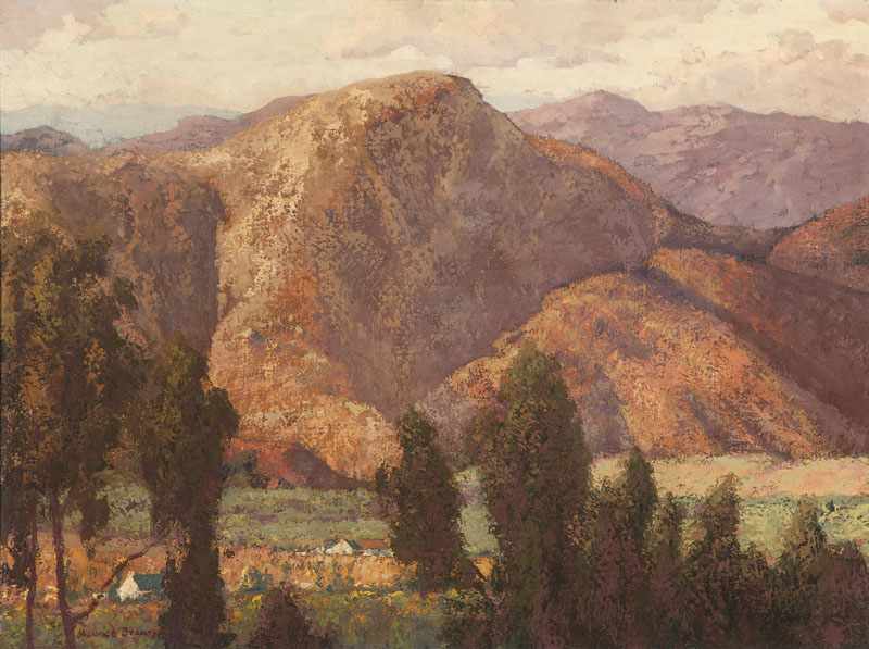 Appraisal: Maurice Braun - San Diego CA Mountains Houses Nestled in