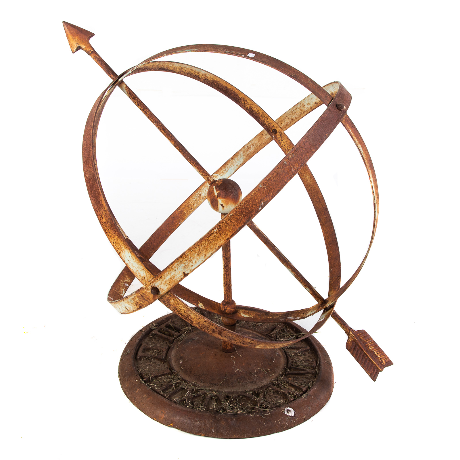 Appraisal: LARGE FORGED METAL GARDEN ORRERY Large orb constructed of bent