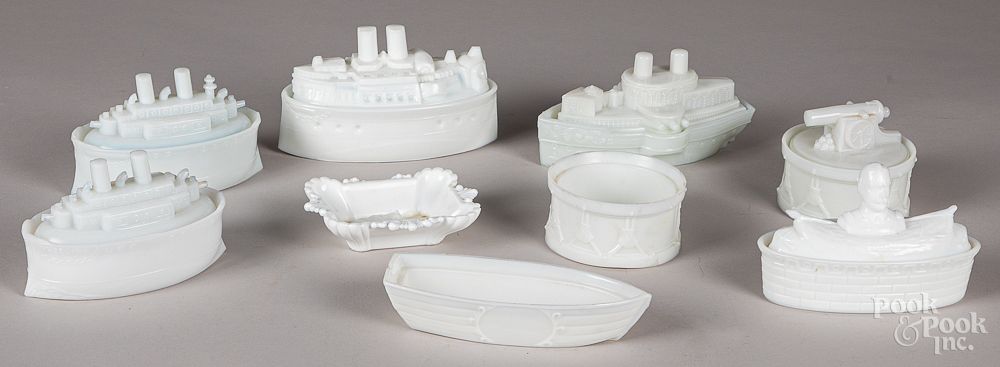 Appraisal: Milk glass candy dishes Milk glass candy dishes to include