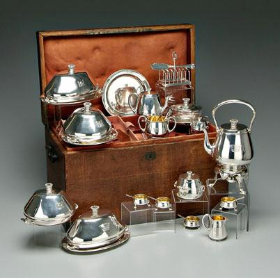 Appraisal: Royal Napoleonic English silver picnic set pieces round with gilt