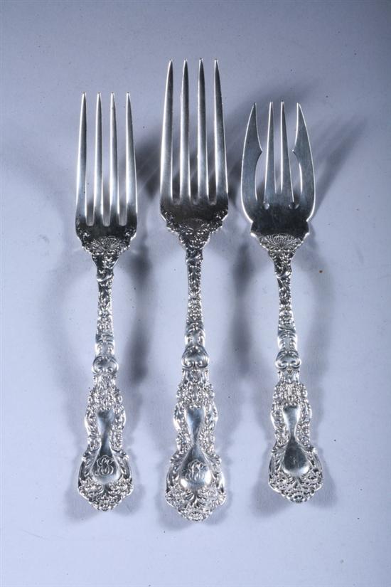 Appraisal: GORHAM STERLING SILVER FORKS Imperial Chrysanthemum pattern Comprising twelve dinner