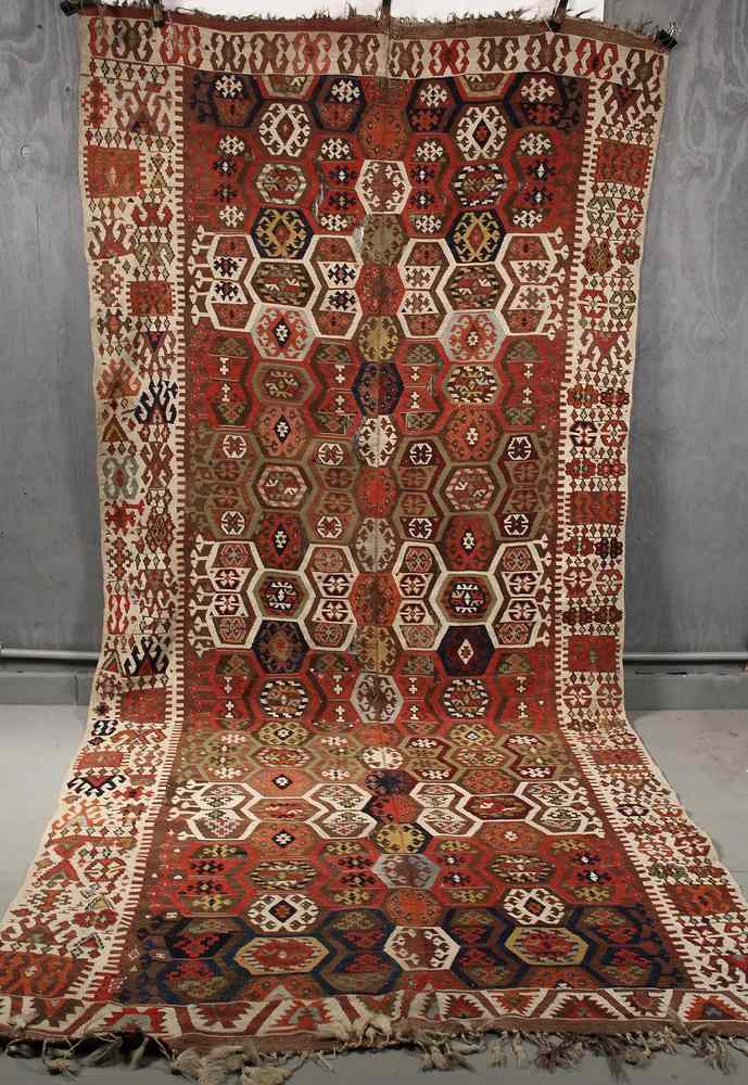 Appraisal: KILIM RUG - th c Kilim Two-Panel Rug muted parti-color