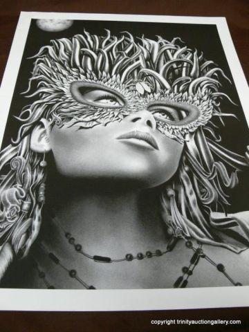 Appraisal: Mardi Gras Fantasy Art Portrait Print - x quality paper