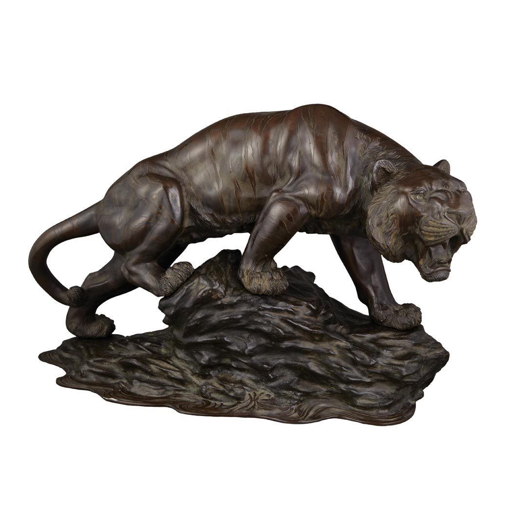 Appraisal: Two Japanese Bronze Figures of Tigers First quarter of the