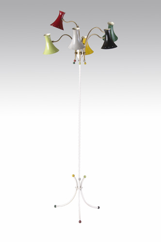 Appraisal: ARREDOLUCE Six-light floor lamp with enameled metal shades on white