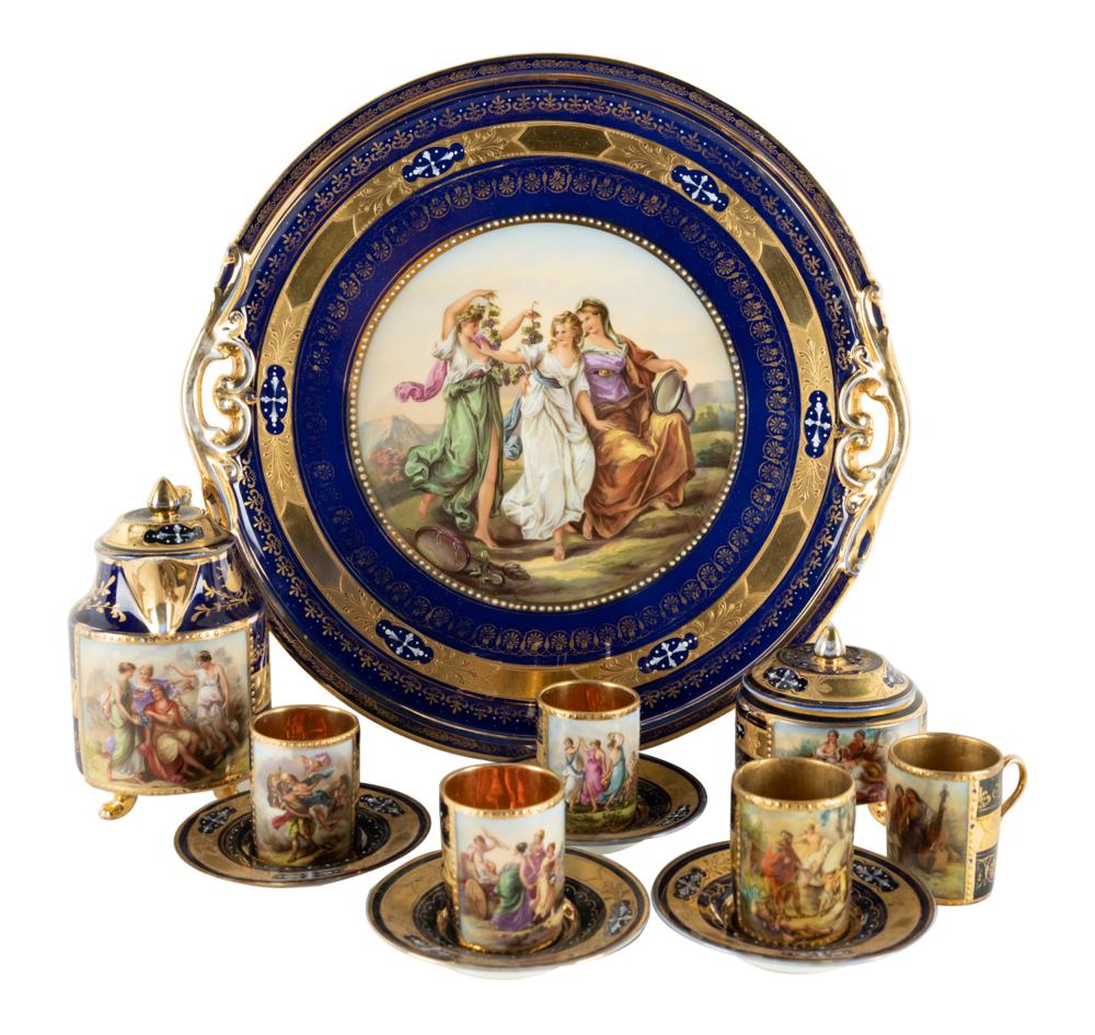 Appraisal: ROYAL VIENNA ENAMELED GILT PORCELAIN DEMITASSE SERVICEeach piece marked tray