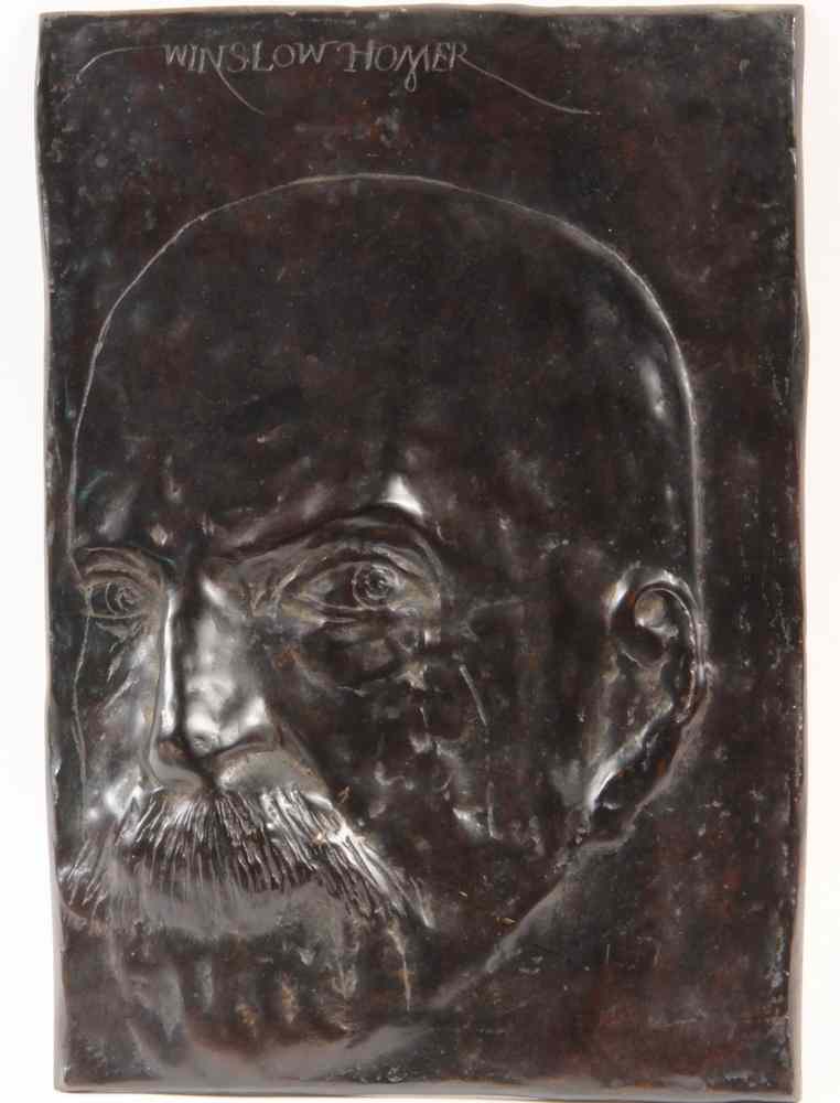 Appraisal: BRONZE PORTRAIT RELIEF-of Winslow Homer by Leonard Baskin Am -