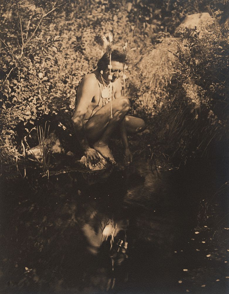 Appraisal: Edward Curtis Untitled Brave Kneeling by Water ca Edward S