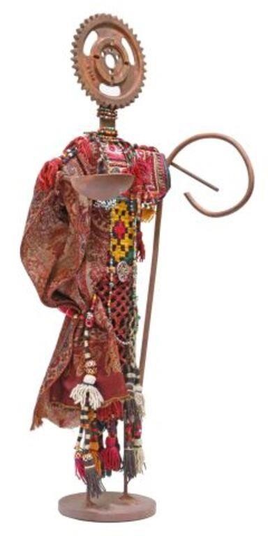 Appraisal: African forged iron sculpture fashioned from found objects depicting a