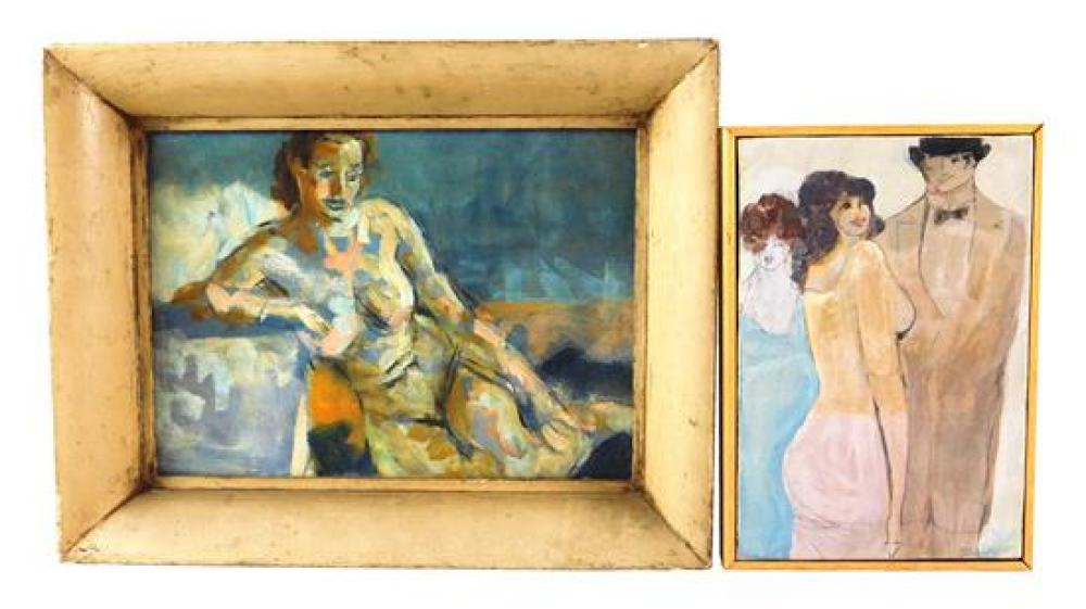 Appraisal: Two figural oils the first attributed to Donald Greason American