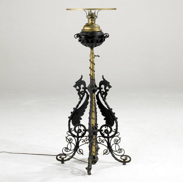 Appraisal: VICTORIAN Piano lamp base with elaborate dragon decoration x x