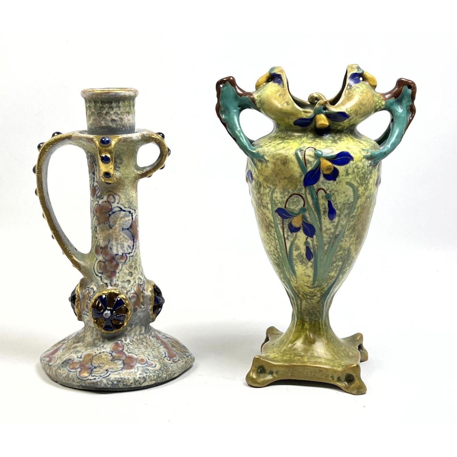 Appraisal: pc Vintage Austrian Art Pottery Vases AMPHORA Art Nouveau Vase