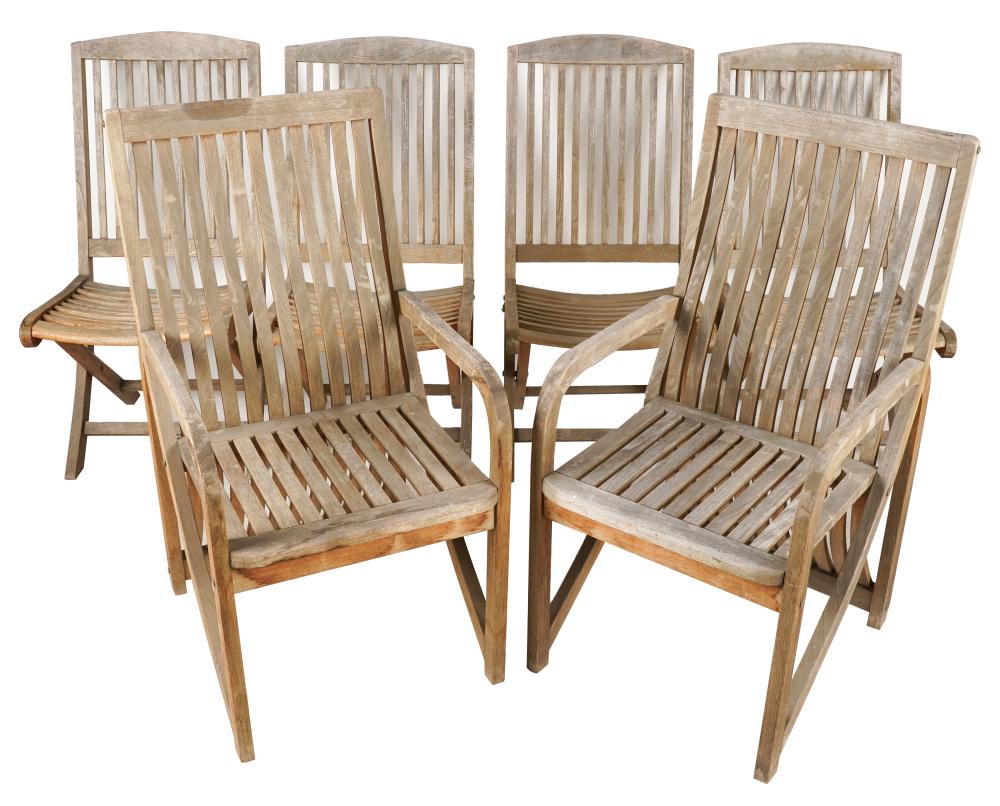 Appraisal: COLLECTION OF TEAK CHAIRSmanufacturer unknown comprising chairs six armchairs inches