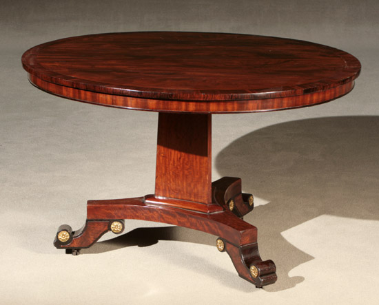 Appraisal: Regency Ormolu Mounted Satinwood Inlaid and Crossbanded Mahogany Breakfast Table