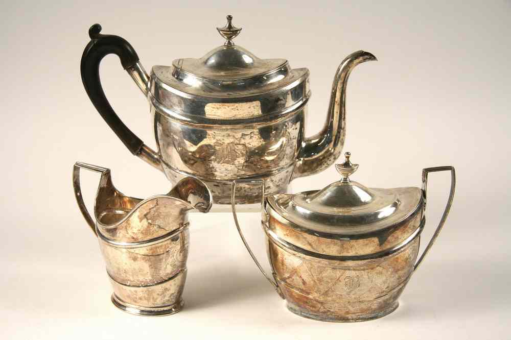 Appraisal: PC COIN SILVER TEA SET - Three Piece Coin Silver