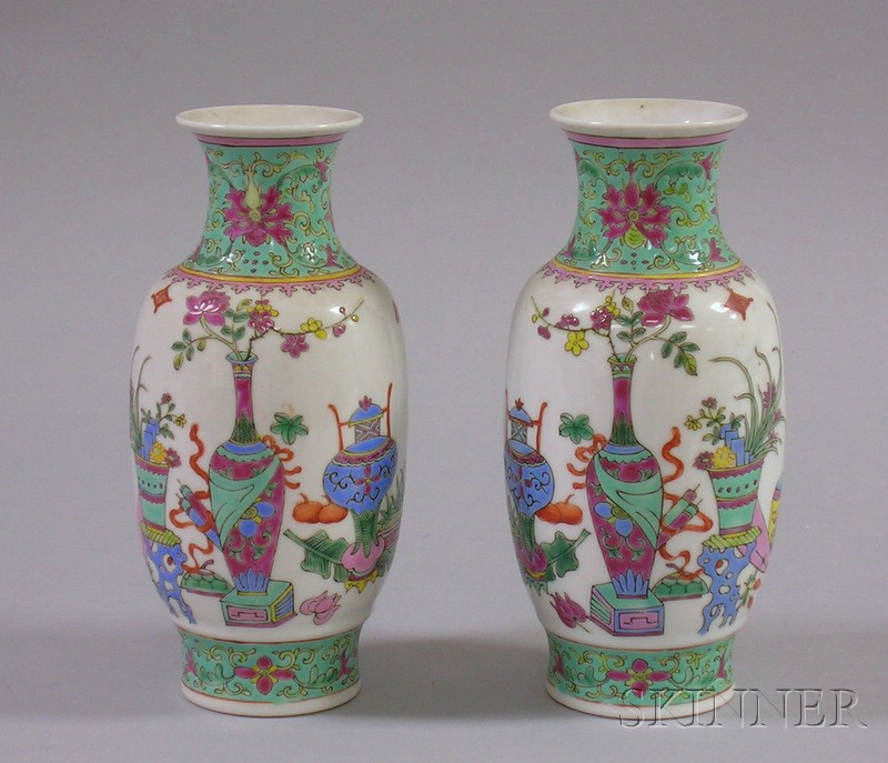 Appraisal: Pair of Chinese Porcelain Vases early th century ht in