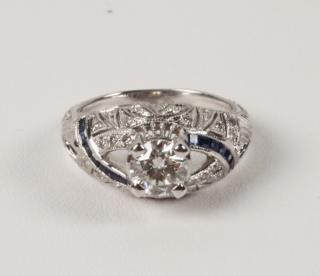 Appraisal: K DIAMOND AND SAPPHIRE RING K WHITE GOLD DIAMOND AND