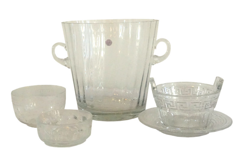 Appraisal: Crystal Stemware Bowls and Ice Bucket Items Lot Crystal Stemware