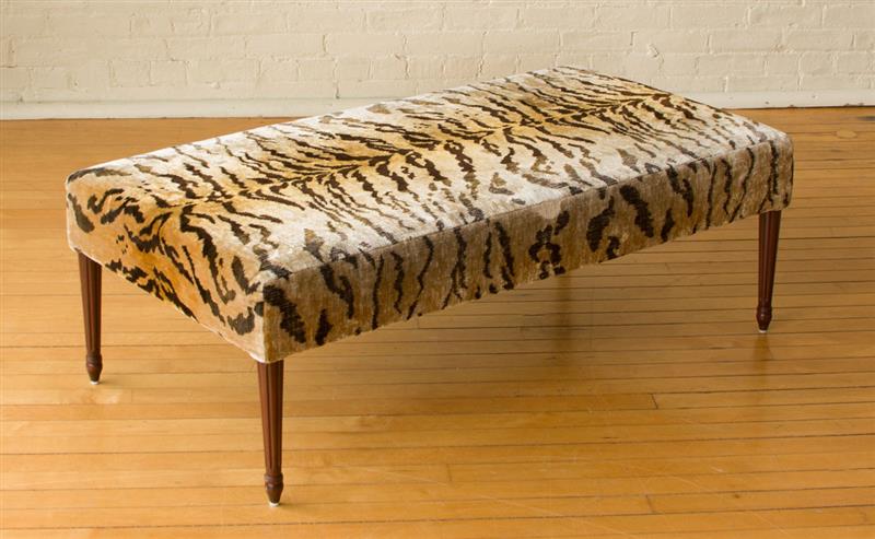 Appraisal: SILK VELVET UPHOLSTERED OTTOMAN in x ft x ft Estimate