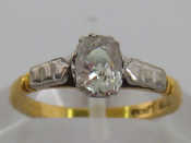 Appraisal: An Art Deco single stone diamond ring the cushion cut