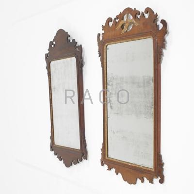 Appraisal: TWO CHIPPENDALE MIRRORS Mahogany th c Larger x Condition Report