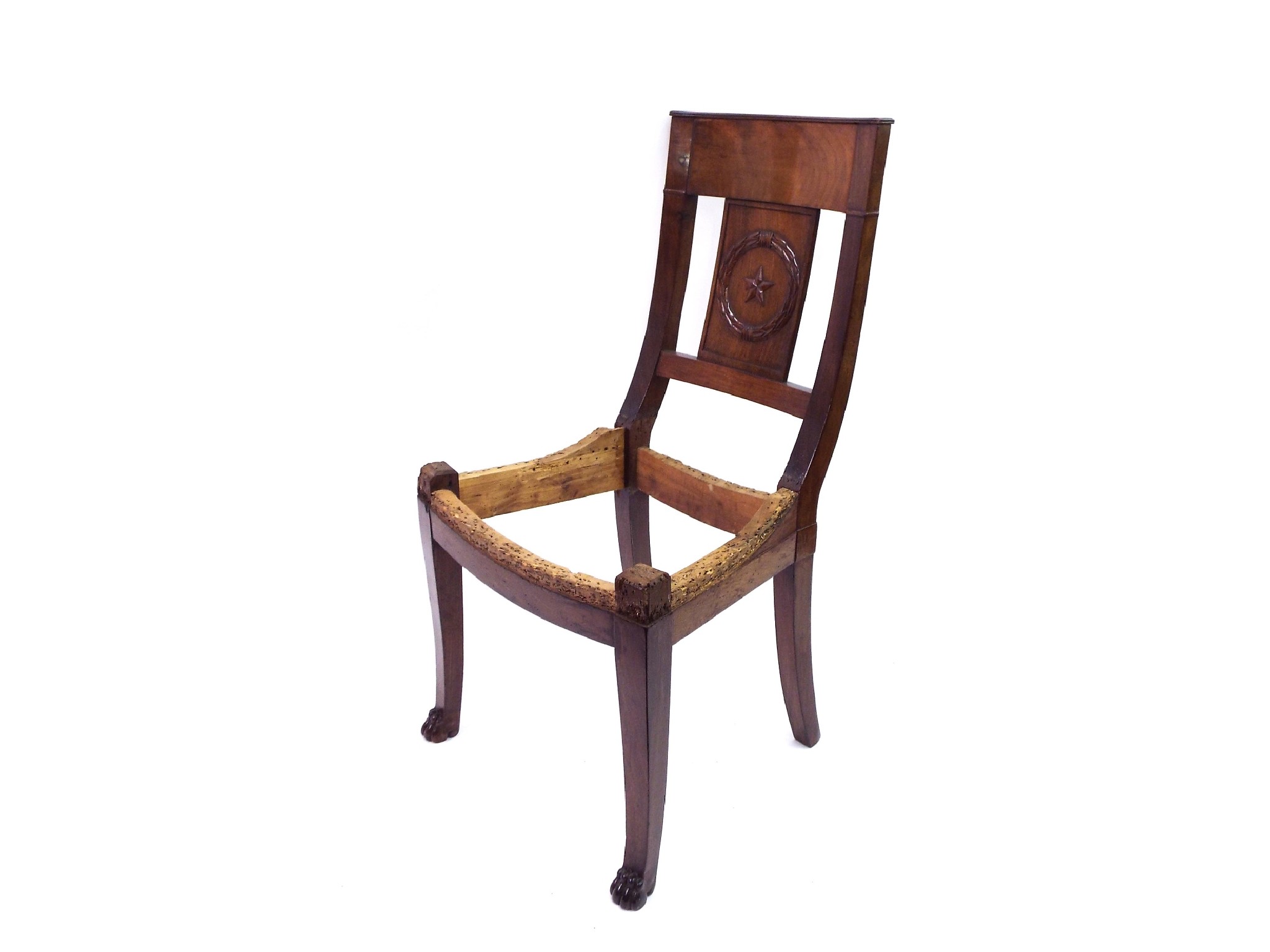 Appraisal: Biedermeier flamed mahogany dining chair with vertical splat carved with