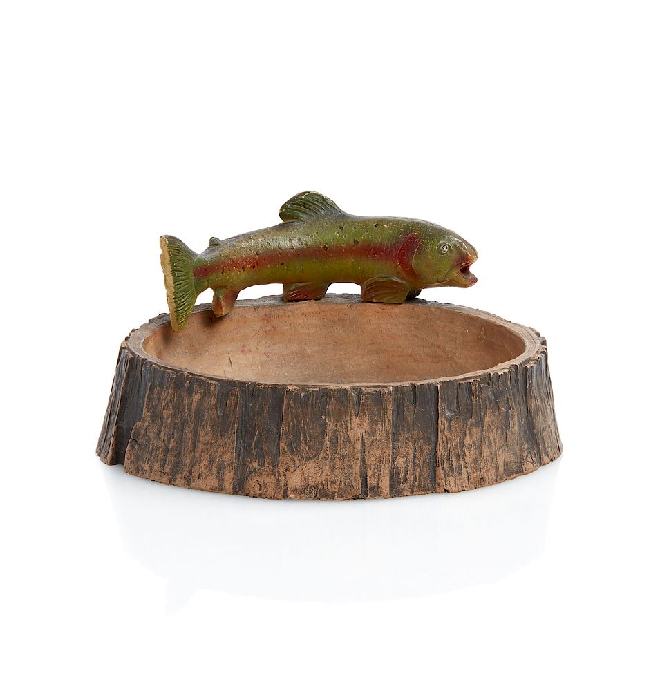 Appraisal: Weber Fishing Supply Ashtray Wooden ashtray from Weber Tackle Company