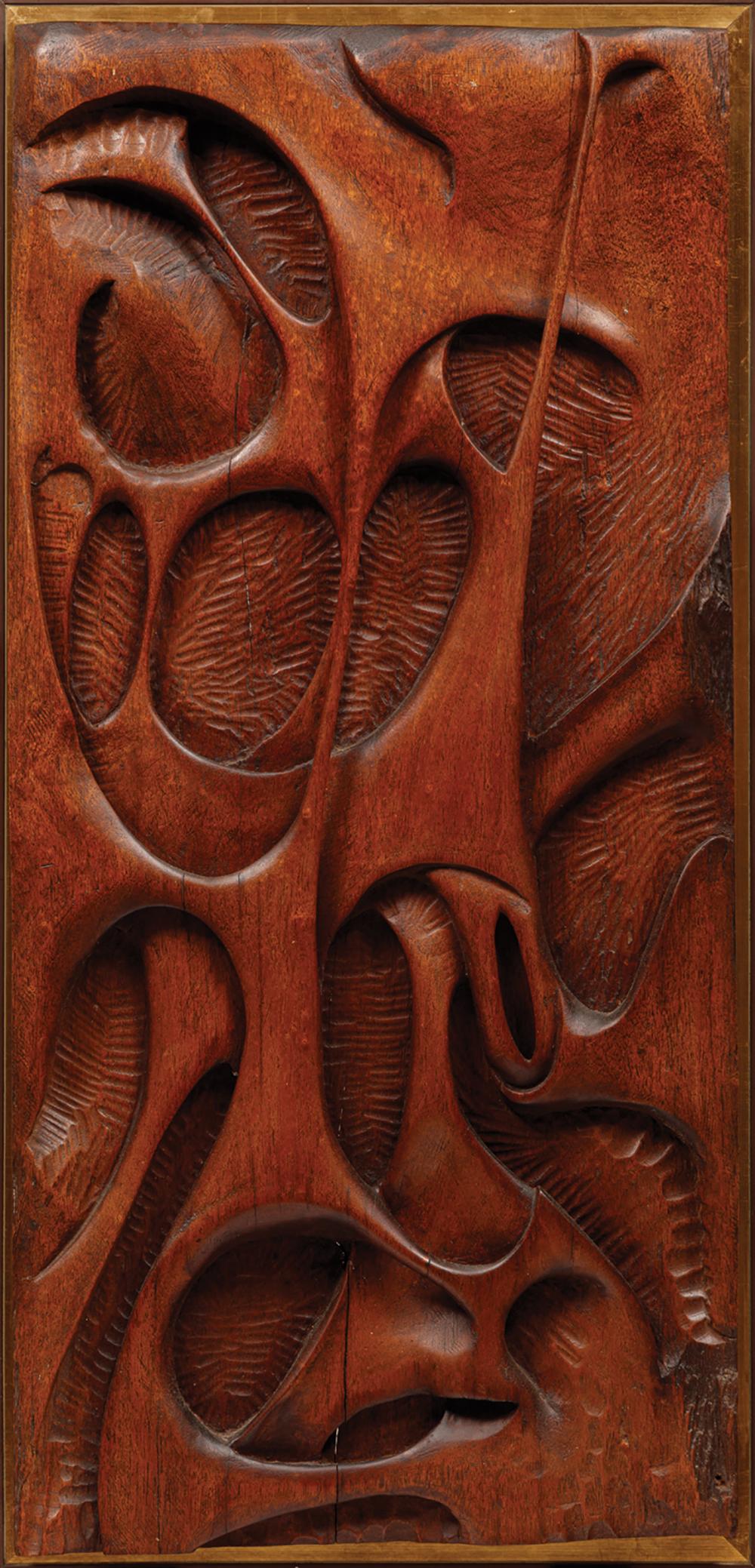 Appraisal: Mid-Century Modern Carved Jacaranda Abstract Wall Panel in x in