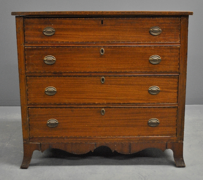 Appraisal: - New England Federal walnut and birch inlaid chest of