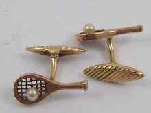 Appraisal: A pair of Russian carat two coloured gold cufflinks with