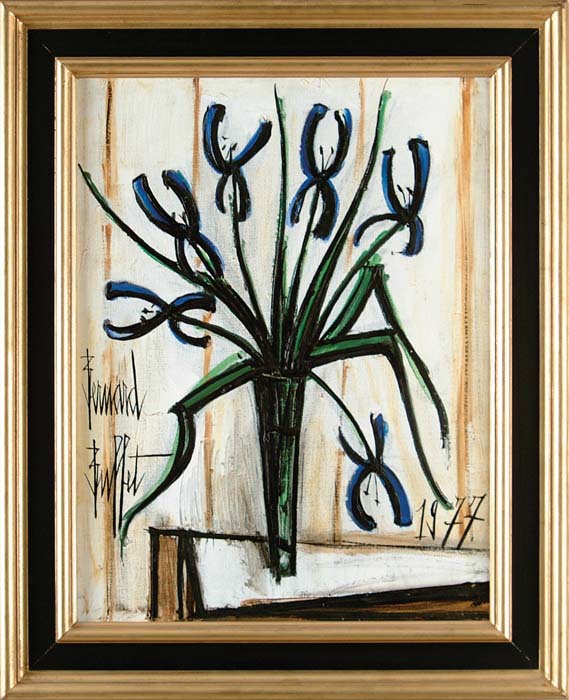 Appraisal: BERNARD BUFFET French - IRIS BLEUS SAUR UN VERRE Outstanding