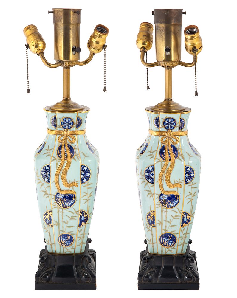 Appraisal: A PAIR OF PORCELAIN JAPANOISERIE VASES CONVERTED INTO LAMP BASES