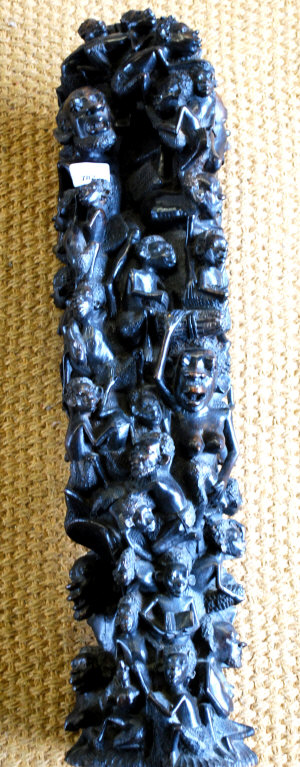 Appraisal: A carved African ebony figure pole cm high