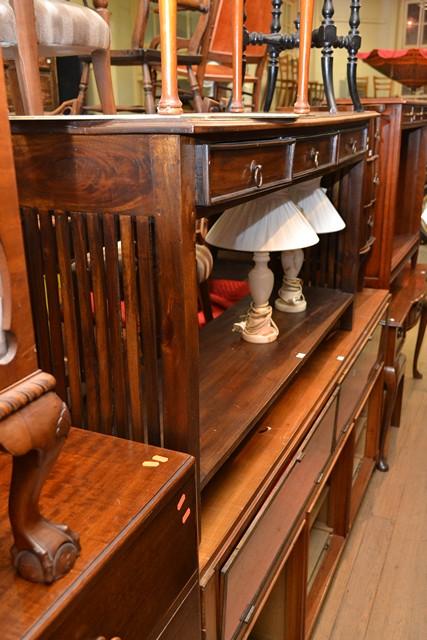 Appraisal: A TWO TIER HARDWOOD HALL TABLE WITH THREE DRAWERS