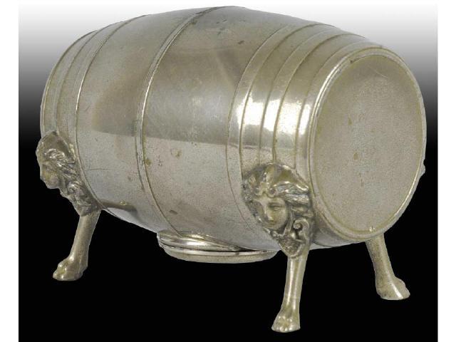 Appraisal: White Metal Barrel Still Bank Description Marked - on the